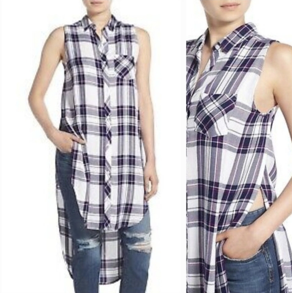Rails Jordyn Plaid Sleeveless Button Down Midi Shirt Dress Tunic Top Women's XS - Picture 1 of 15